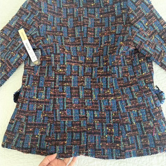 Aqua Tweed Getaway Jacket with Gold Buttons - Picture 7 of 8